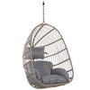 HÄNGESESSEL PE Rattan grau mit Sitzkissen Casoli - Grau, Kunststoff (84/113/70cm) - Beliani
