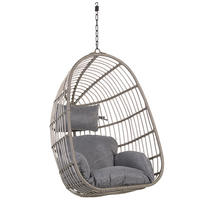HÄNGESESSEL PE Rattan grau mit Sitzkissen Casoli - Grau, Kunststoff (84/113/70cm) - Beliani