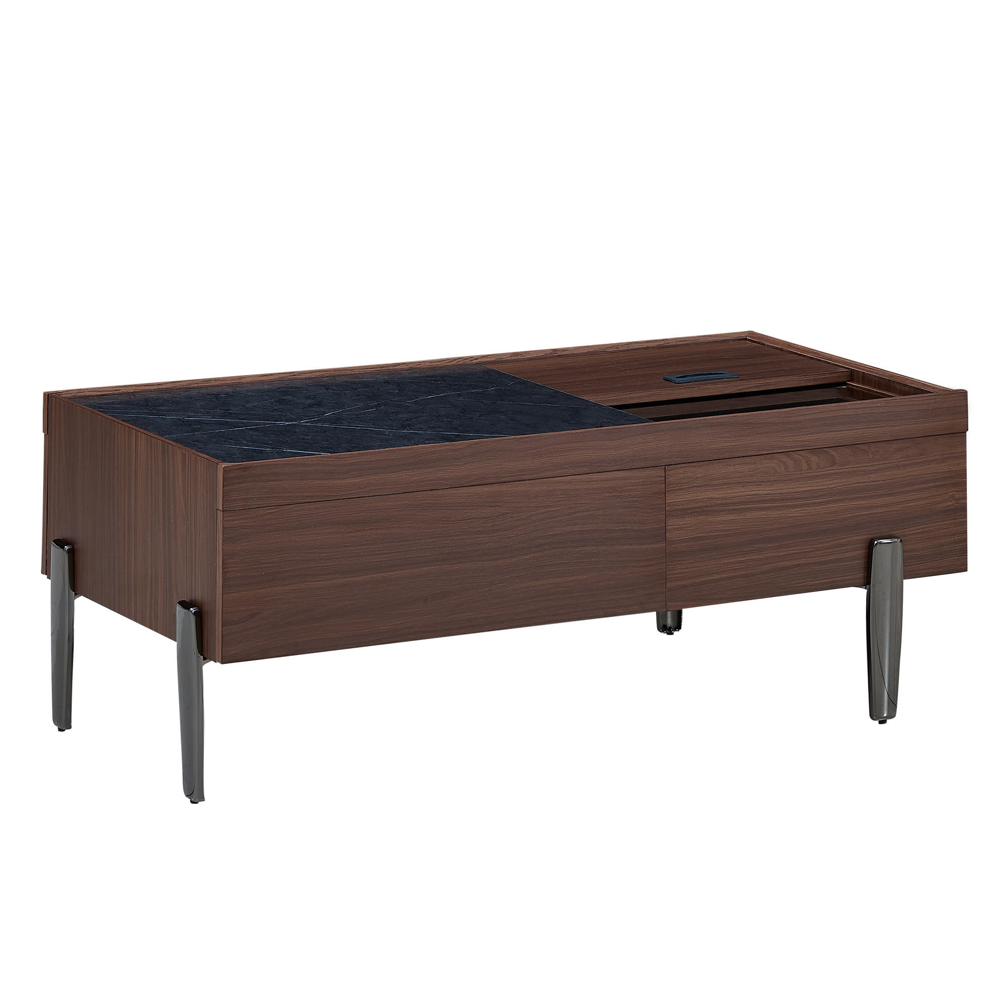 COUCHTISCH in Dunkelbraun & Marmor-Optik - Braun, Holzwerkstoff (50/105/41.5cm) - Urban Meuble