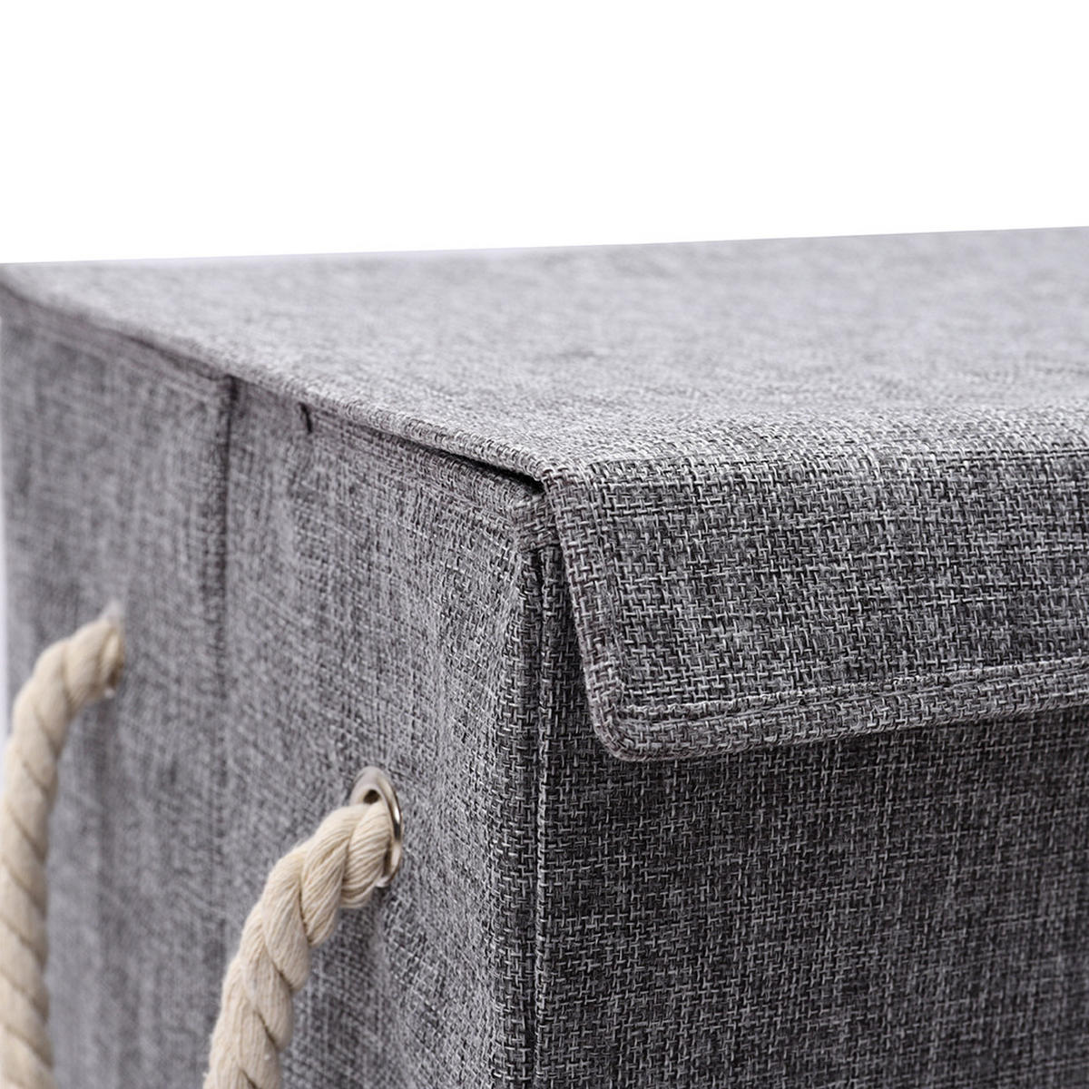 WÄSCHEKORB mit Deckel und Griffe Faltbarer - Grau, Textil (40/60/30cm) - Livingandhome