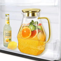 GLASKARAFFE 1.8L mit Edelstahl Deckel für Kühlschranktür - Transparent, Glas (8/8cm)