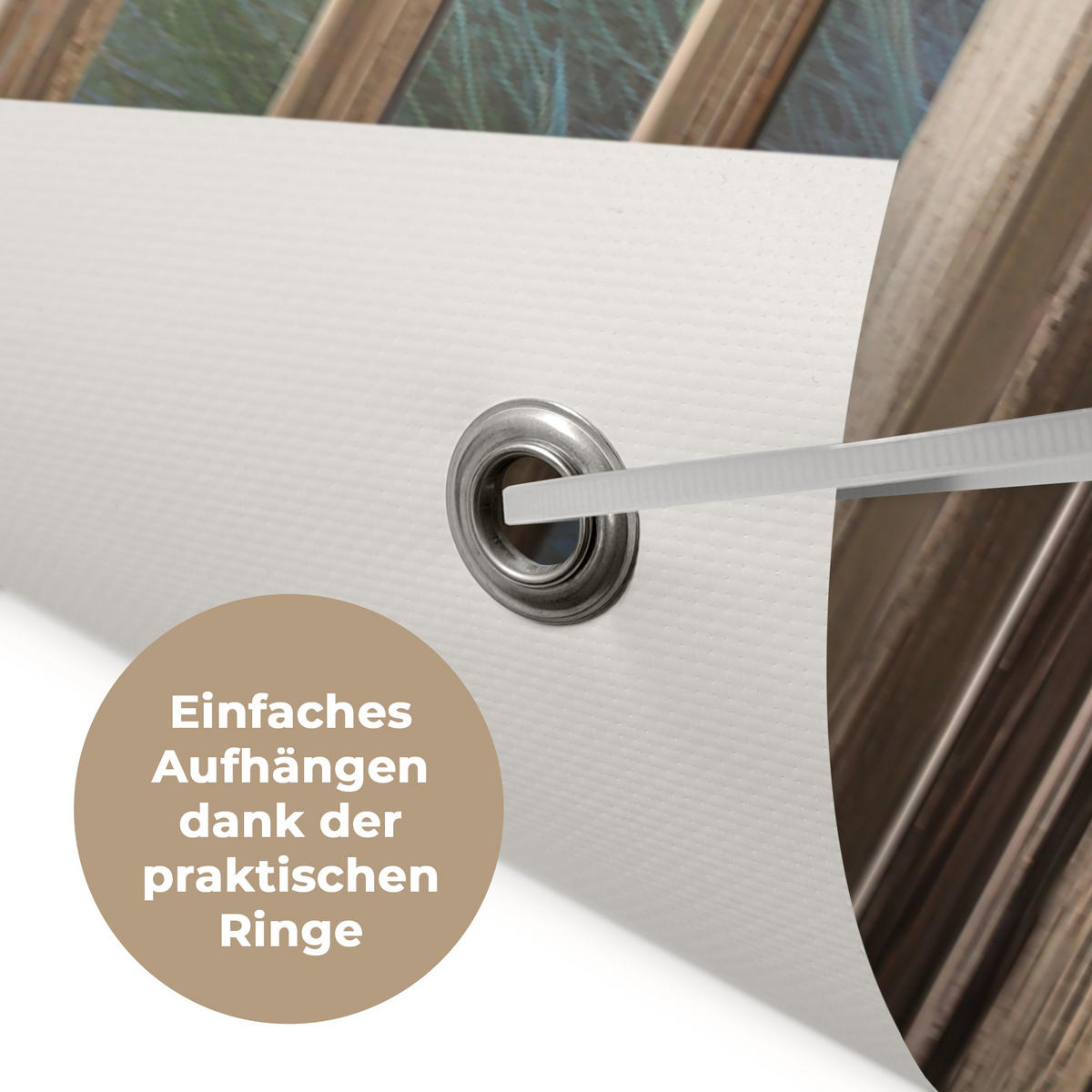 ZAHRADNÍ PLAKÁT Pohled - Pláž - Okno - Duny - Moře 180x120 cm - světle modrá, plast (180/120/0.2cm) - OnlyWow