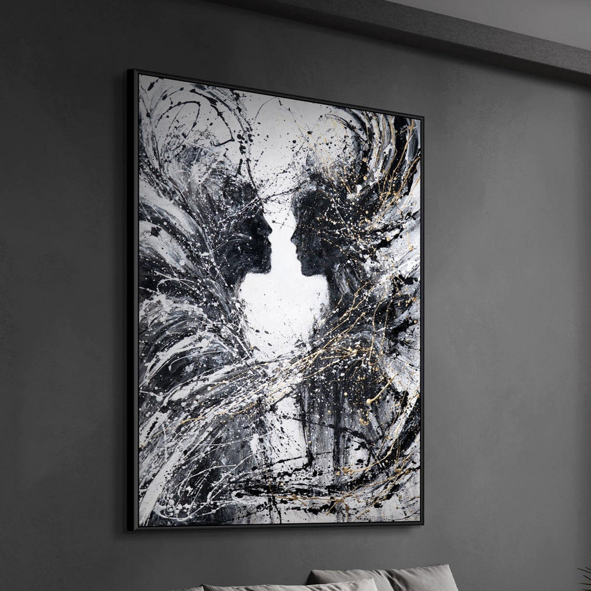 GEMÄLDE Zweige der Gefühle Schattenfugenrahmen Schwarz 140x100 cm - Schwarz, Holz (140/100cm) - YS-art gallery
