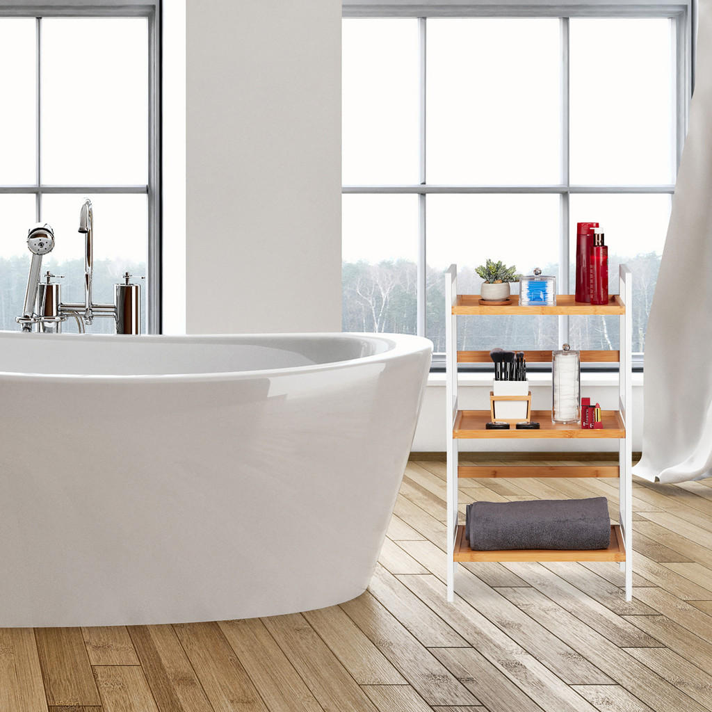 Thumbnail - Relaxdays Badregal, Mehrfarbig, Holz, Holzwerkstoff, 45x80x31.5 cm, Badezimmer, Badezimmerregale, Badregale