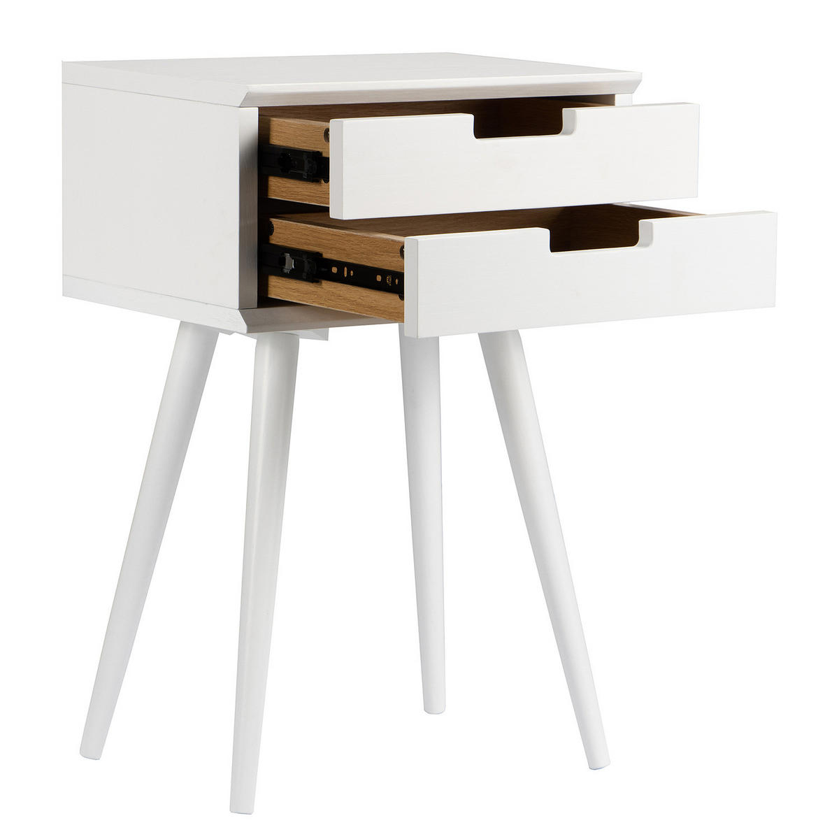 NACHTTISCH mit 2 Schubladen - Braun/Weiß, Eichenholz/Holz (40/61/30cm) - home24