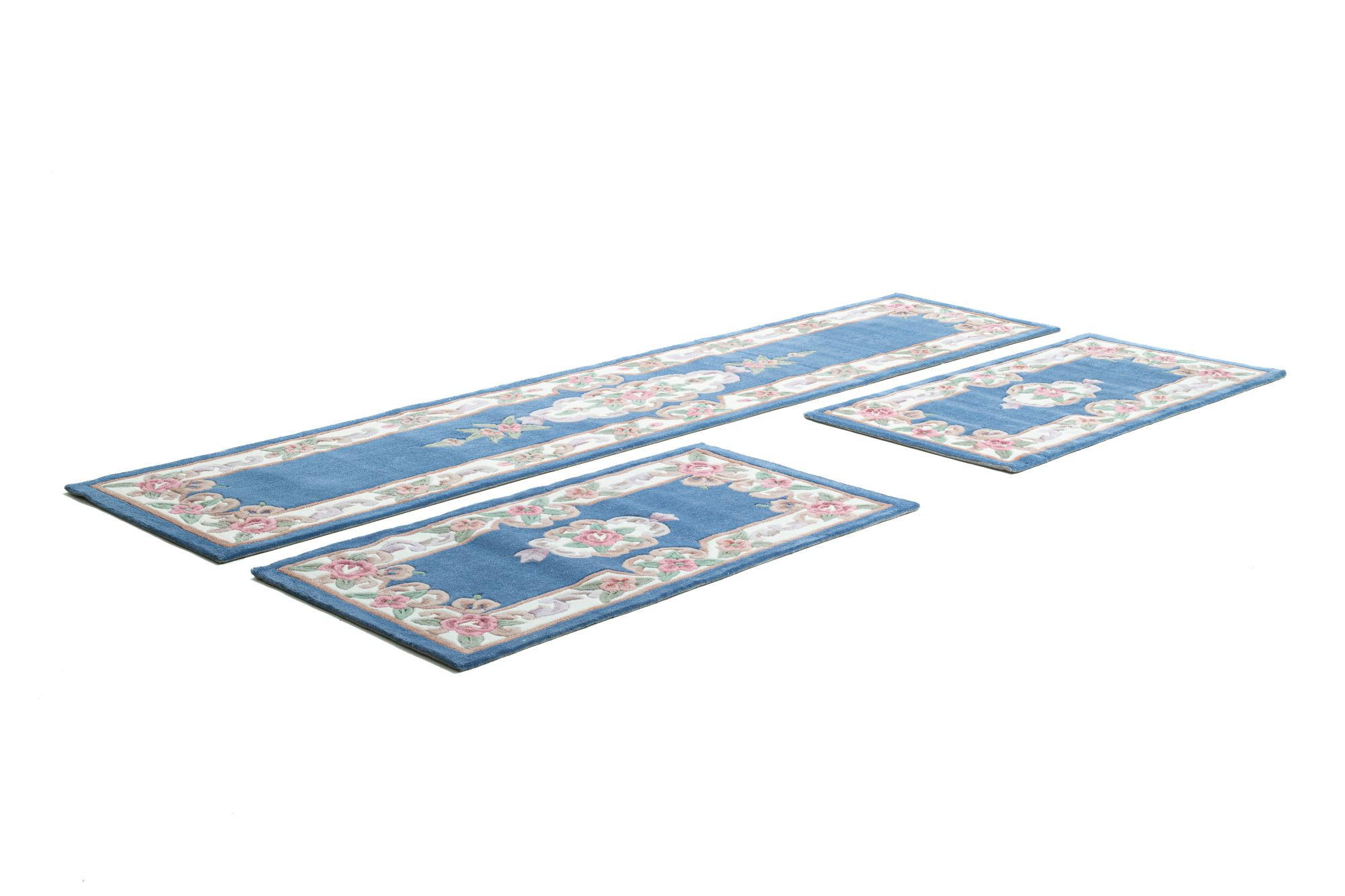HANDTUFTTEPPICH Ming Bettumrandung 70x600 cm - Blau, Textil (70/600cm) - THEKO