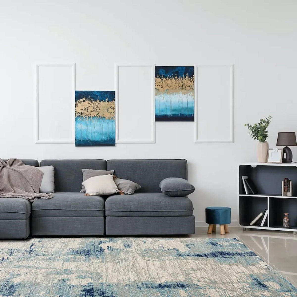 TEPPICH Moderner, flachgewebter für Wohn- und Schlafzimmer REGGIE Blau 160 x 230 cm - Blau, Textil (160/230cm) - Novatrend