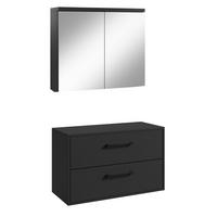 BADMÖBEL-SET Florence 2 Teile Matt Schwarz - 80 x 46 x 46 cm - Schwarz, Holz (80/46/46cm) - Badplaats