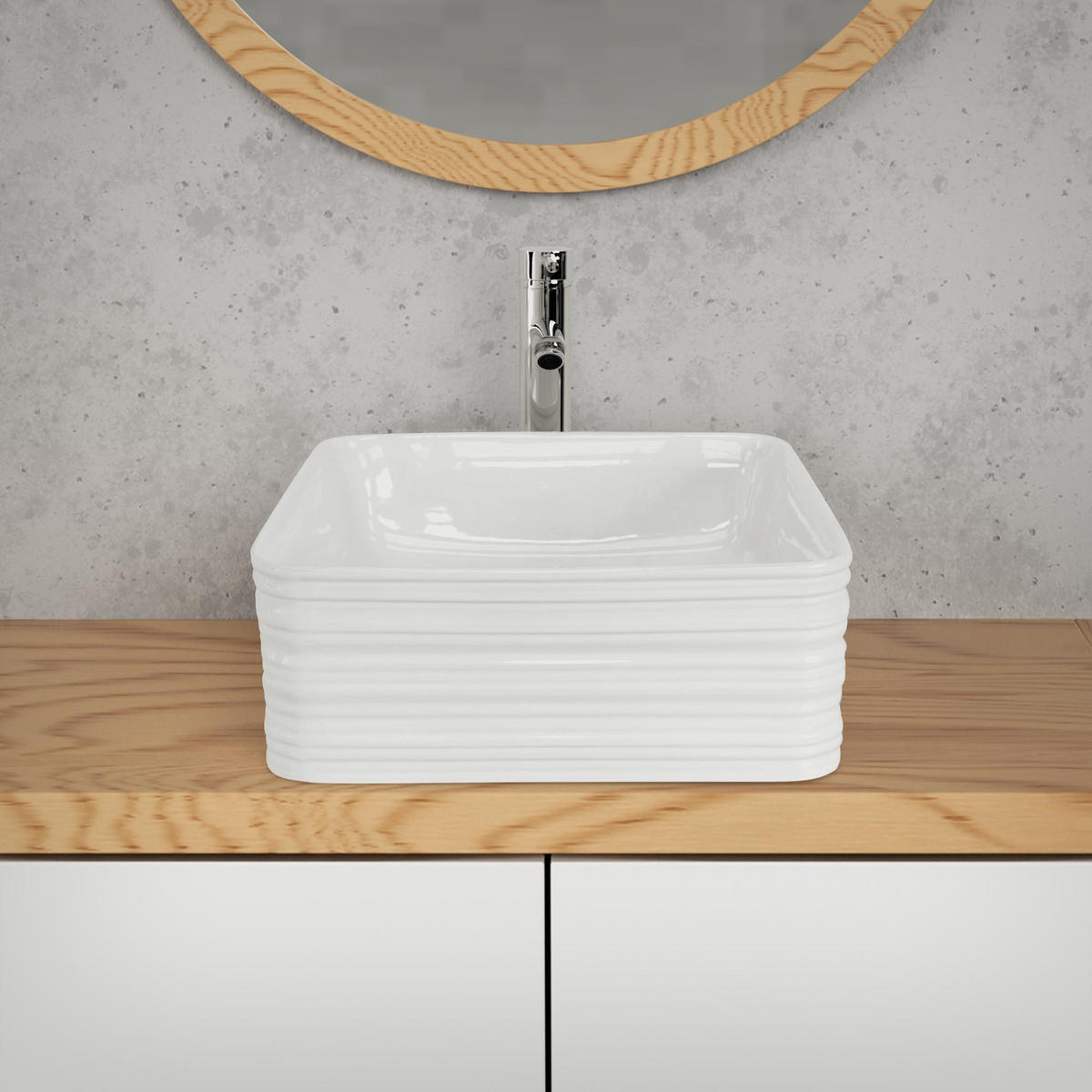 WASCHBECKEN - Weiß, Keramik (39/15/39cm) - LuxeBath