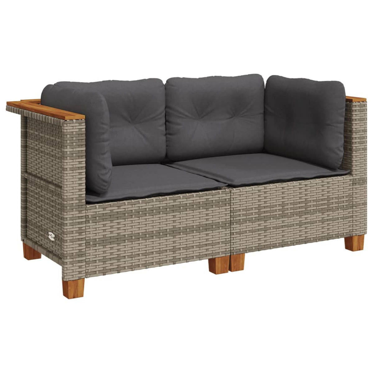 GARTENSOFA KYVOM 127/62/63.5 cm （2-SITZER） - Grau, Holz (127/62/63.5cm) - ZMH