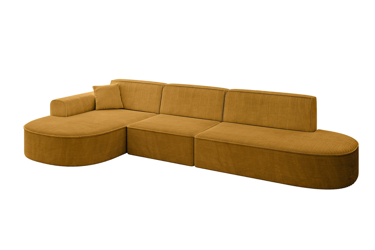 ECKSOFA Ottomane Links MARI-L2 - 317x163x73,5 cm Senfgelb Cord - Gelb/Schwarz, Holzwerkstoff/Kunststoff (165/321cm) - ALTDECOR