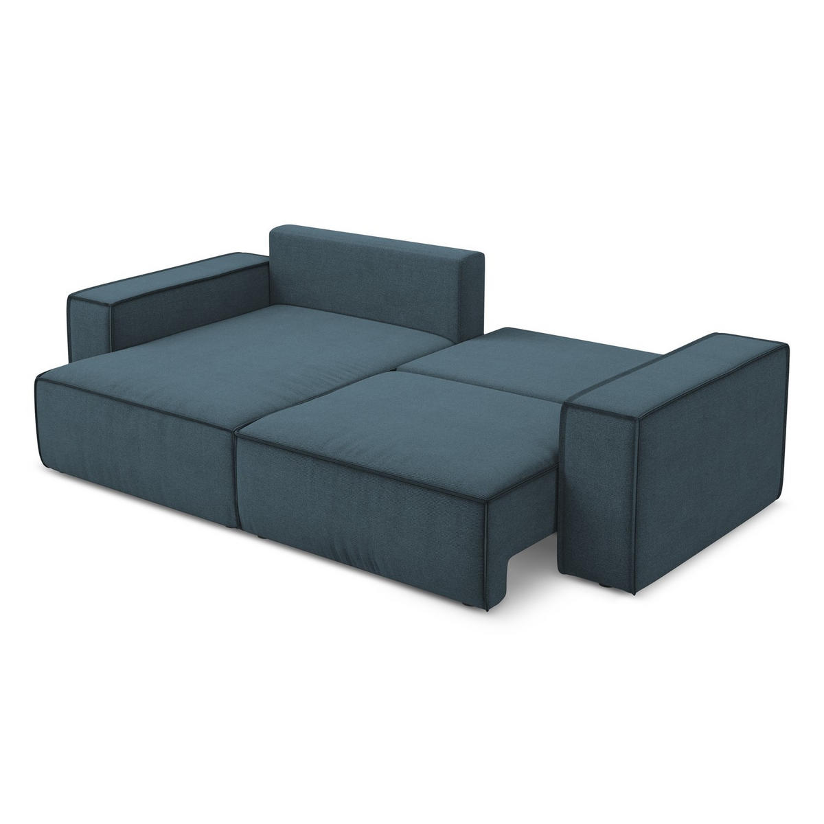 ECKSOFA mit Schlaffunktion Strukturstoff Stoff Blau - Blau/Blaugrau, Kunststoff/Textil (148/257cm) - LaMiaSofa