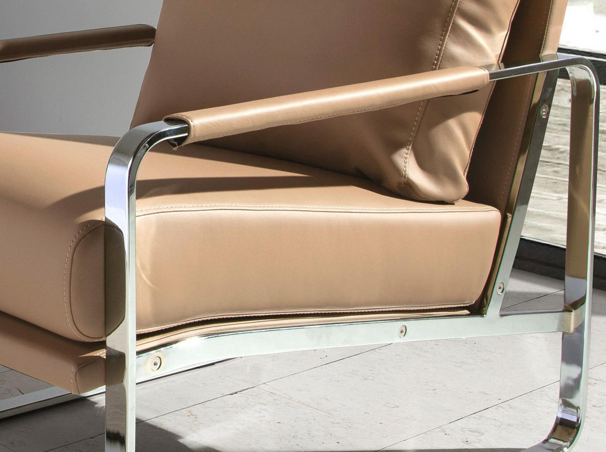 SESSEL Öko-Ledersessel Nerz 67/100/89 cm - Edelstahlfarben/Grau, Textil (67/89/100cm) - ANGEL CERDA