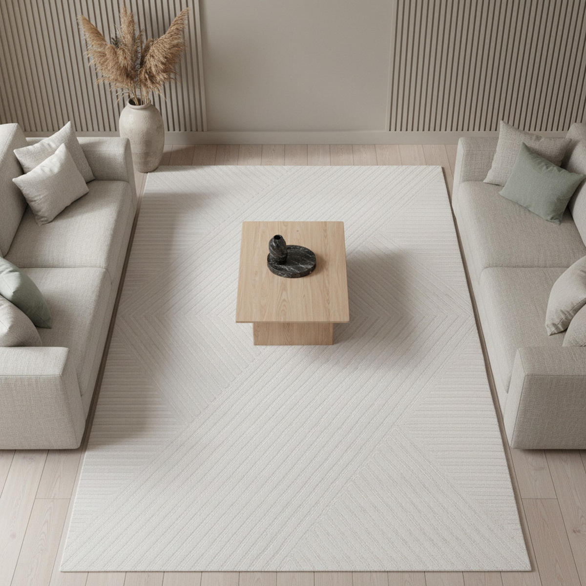 TEPPICH Flur 3D-Effekt Pflegeleicht Waschbar Wohnzimmer OEKO-TEX Creme 80x150 cm Gekettelt – ILLER - Beige, Textil (80/150cm) - KADIMA DESIGN