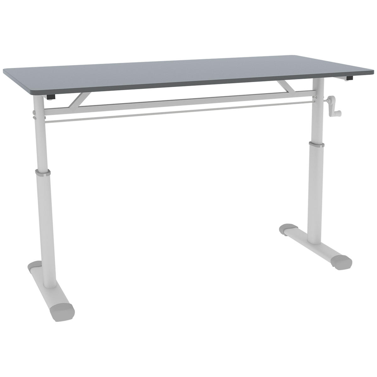 SCHREIBTISCH Grau 120/60/90 cm höhenverstellbar mit Metallrahmen - Grau, Metall (60/120/90cm) - PANGIVO
