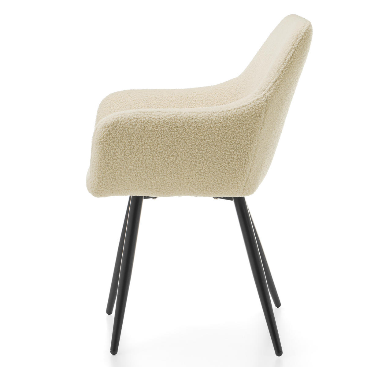 STUHL BOUCLE gepolsterter - hellbeige ecru - Boucle TEDDY - Beige/Schwarz, Metall (58/87/61cm) - NEW HOME