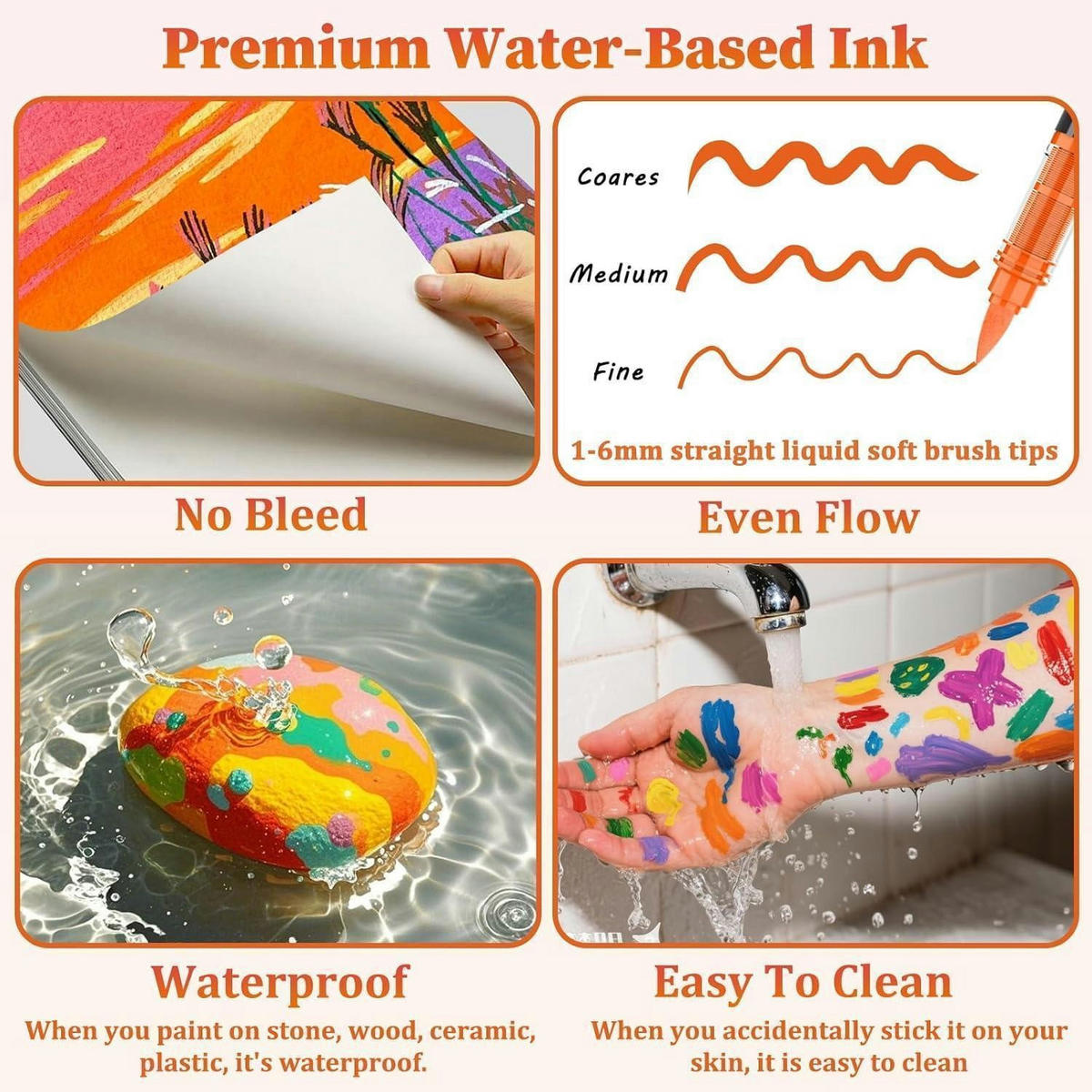 ACRYLSTIFTE Set 168 Farben Pinselspitze Wasserfest - Multicolor, Kunststoff (10.2/14.7/133cm)