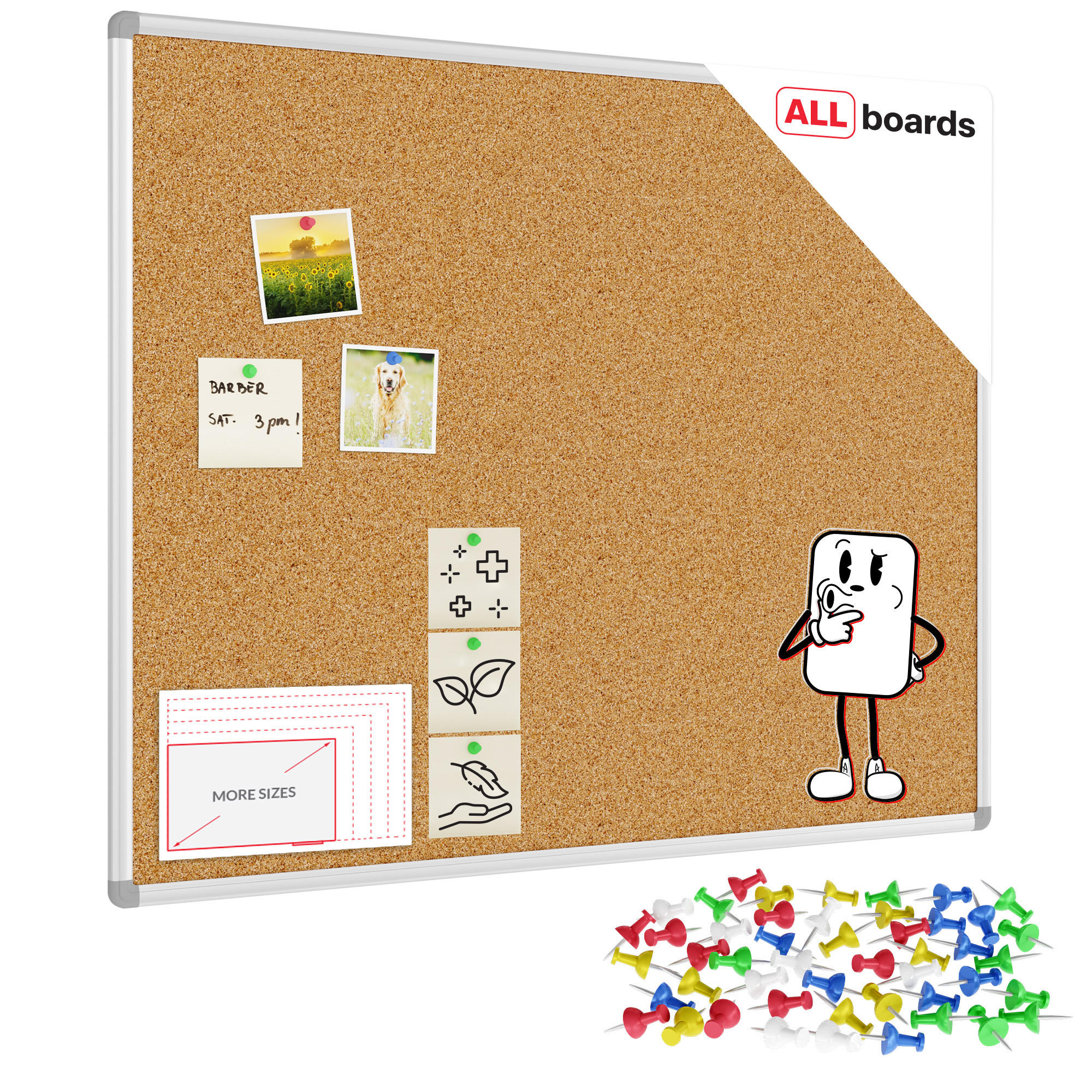 ALLboards Pinnwand Braun 100x80x1.6 cm