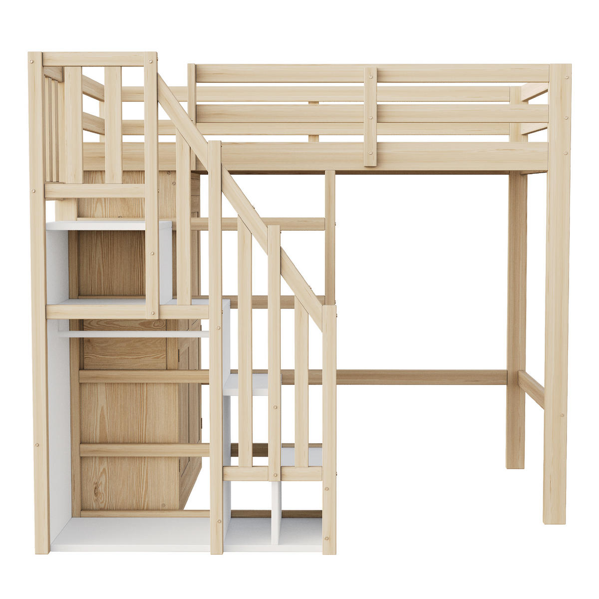 HOCHBETT 90/200 cm Naturholz mit Stauraum und Sicherheitsleiter - Naturfarben, Holzwerkstoff (90/200cm) - OKWISH