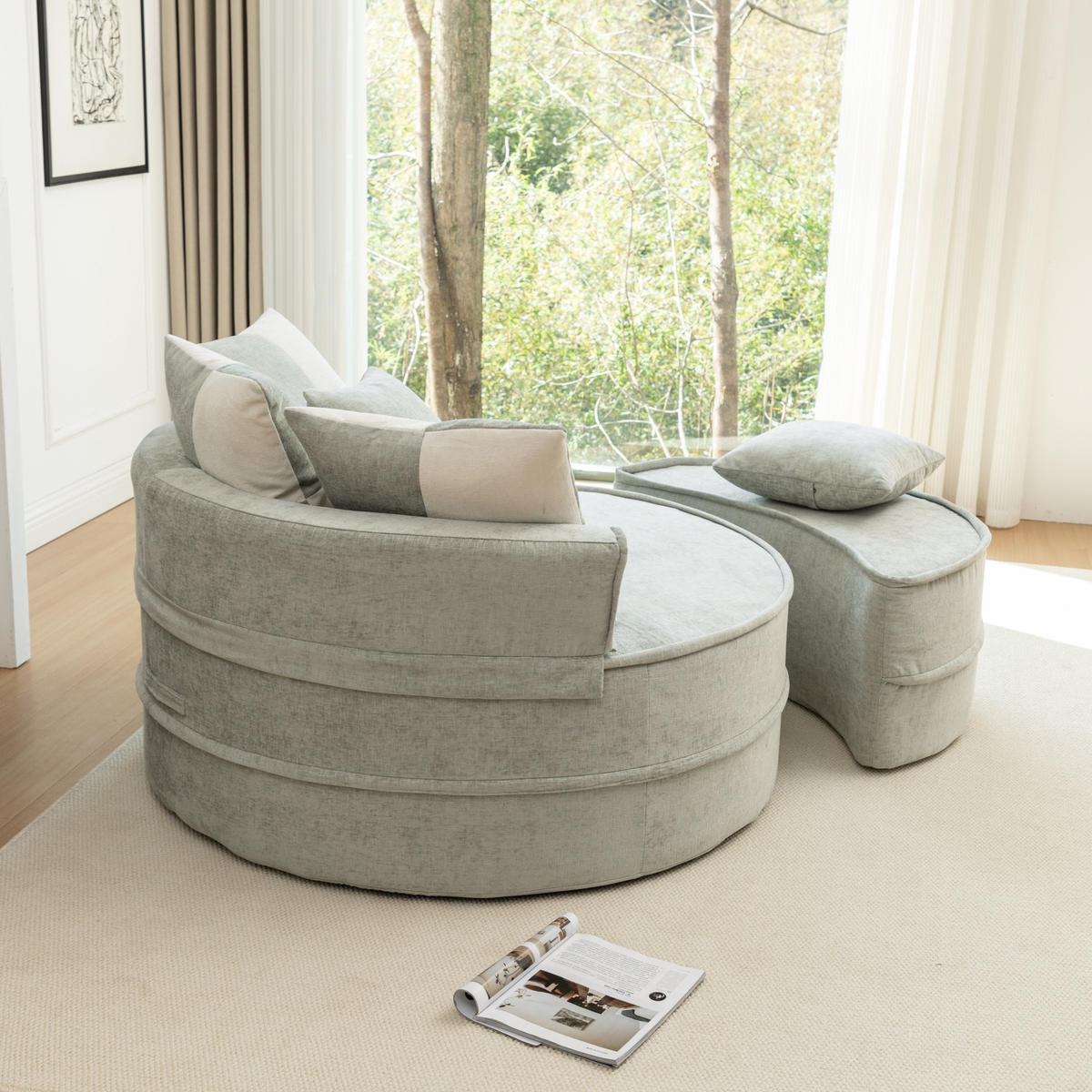 ECKSOFA 163/121/66 cm Mintgrün mit Fußbank - Mintgrün, Textil (163/121cm) - Oxeza