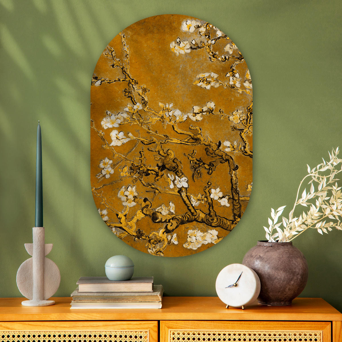 WANDBILD Mandelblüte - Kunst - Van Gogh - Gold 60x90 cm - Wengefarben, Kunststoff (60/90cm) - MuchoWow