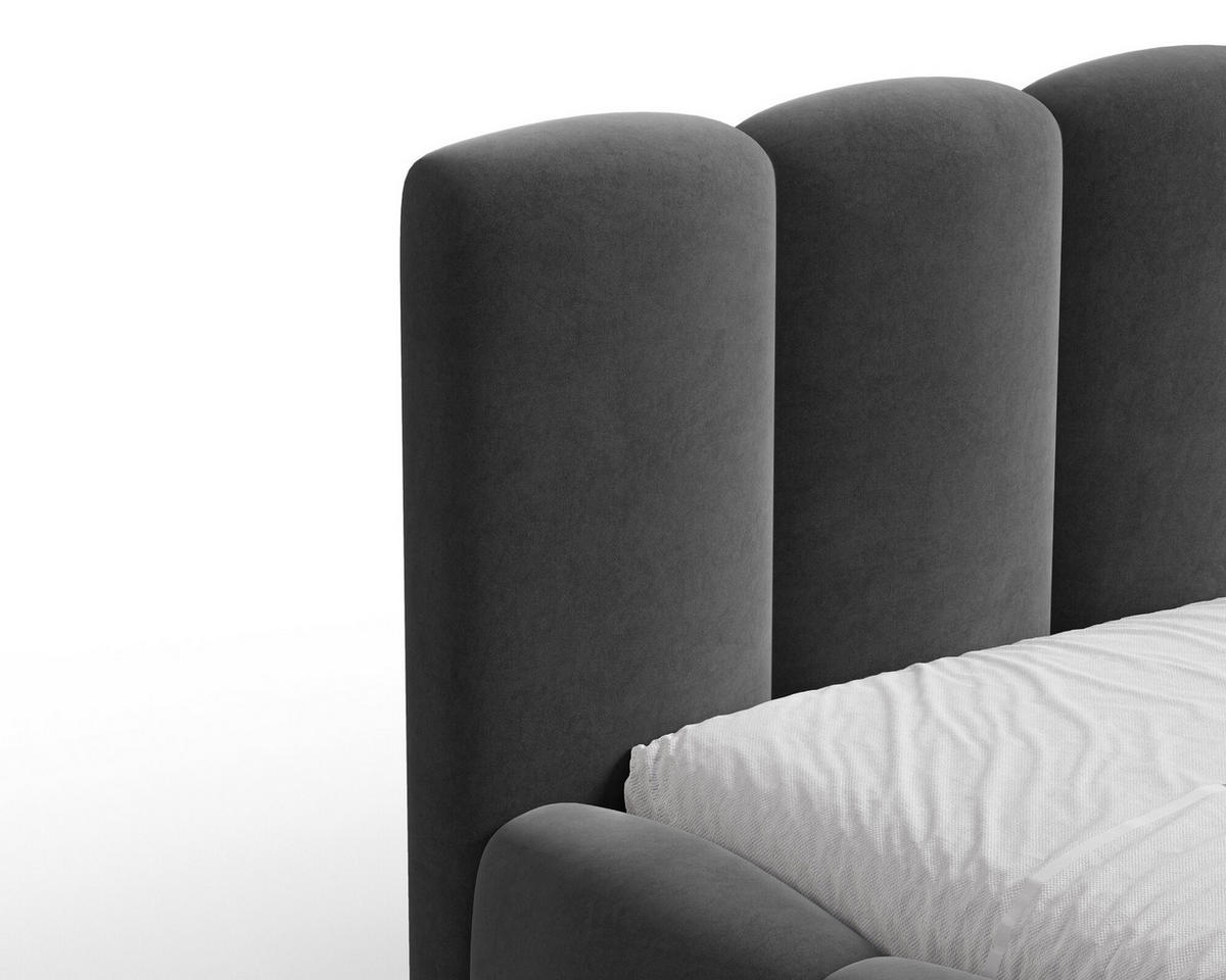 POLSTERBETT - Bett 18 - 140x200 - Anthrazit (Riviera 97) - Anthrazit, Holzwerkstoff (140/200cm) - Möblo