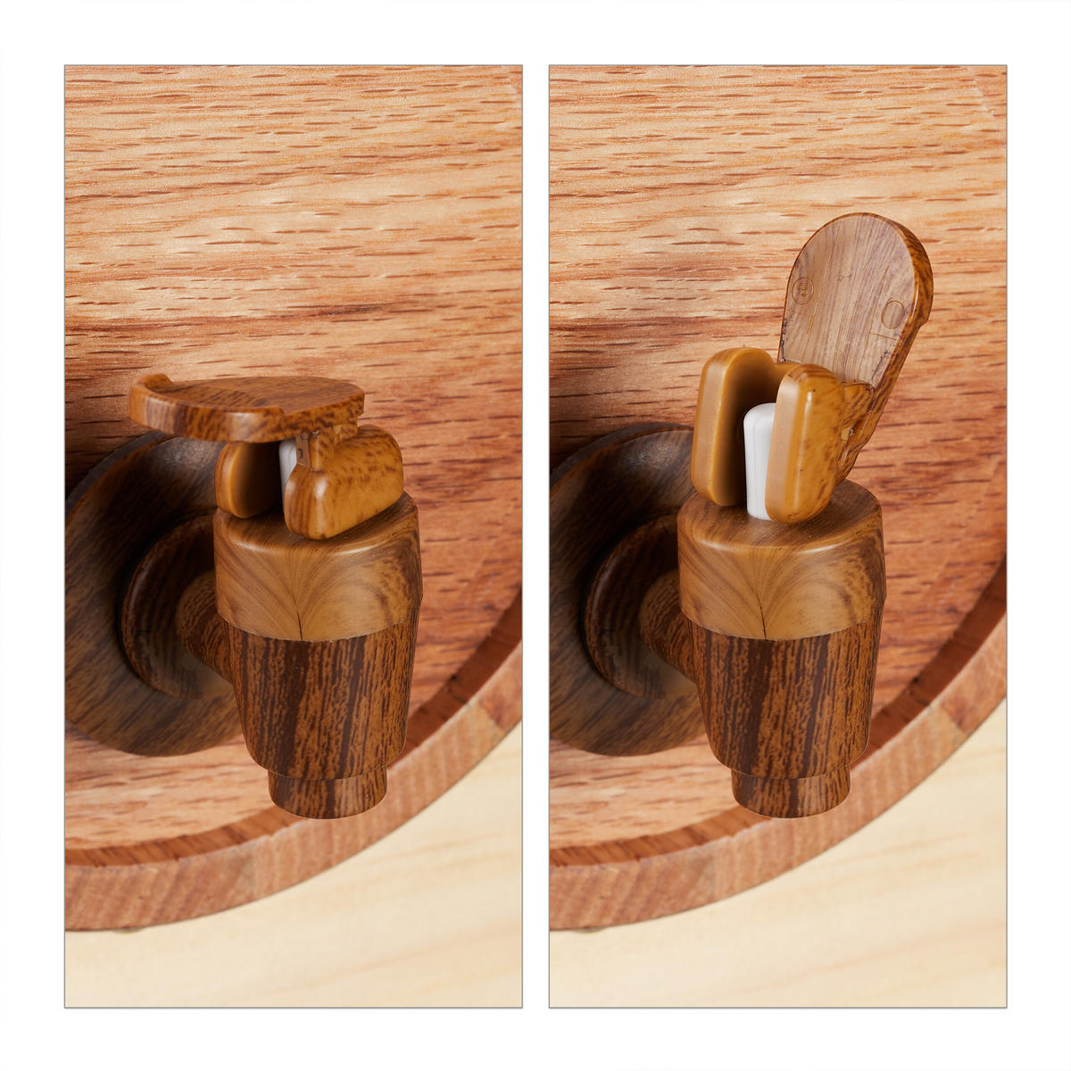 SUD na víno - svetlohnedá, kov/drevo (16/23/24cm) - Relaxdays