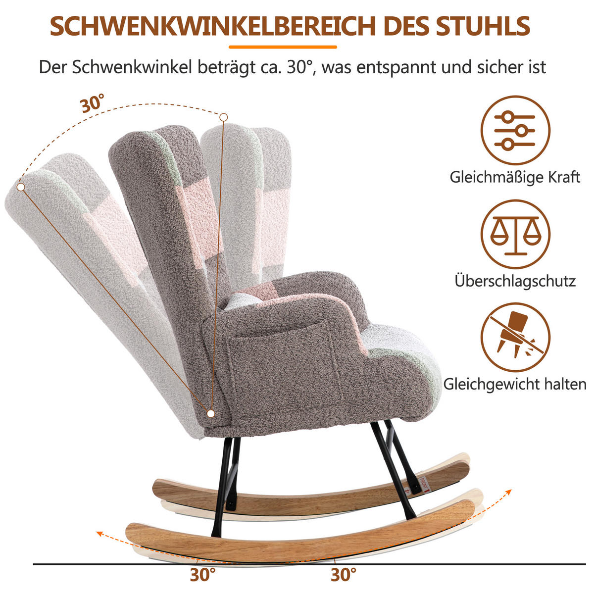 SCHAUKELSTUHL Hellgrau - Hellgrau, Textil (83/93/48cm) - Urban Meuble