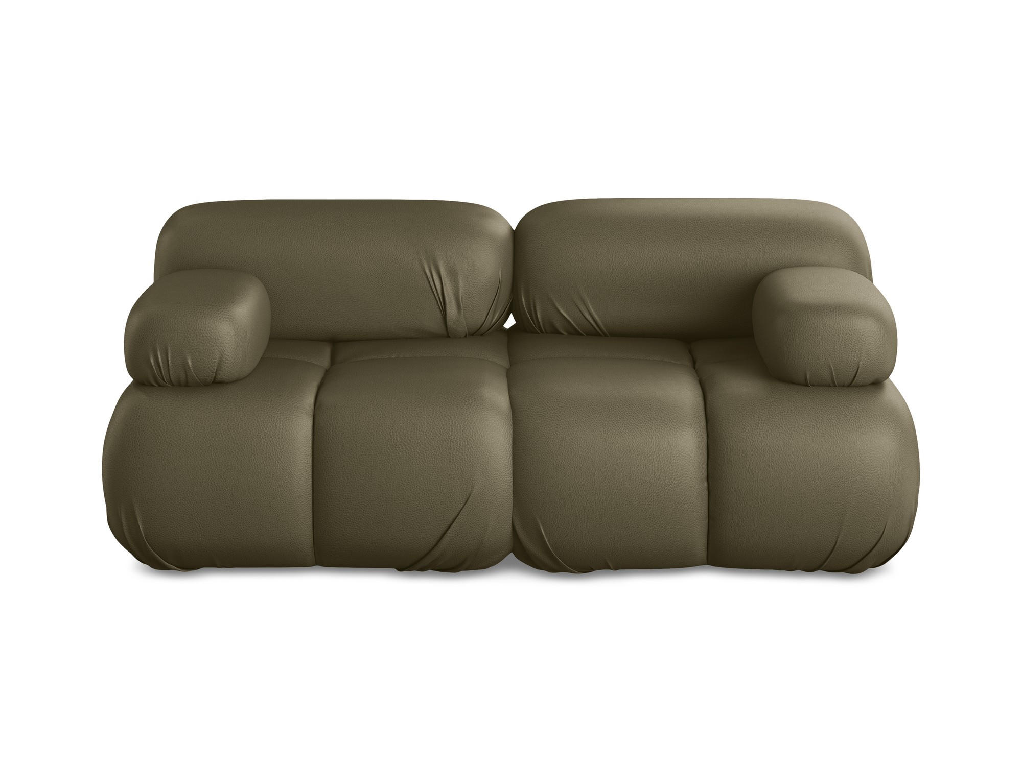 2-SITZER-SOFA Kunstleder Grün - Schwarz/Olivgrün, Leder/Kunststoff (190/70/96cm) - Makamii