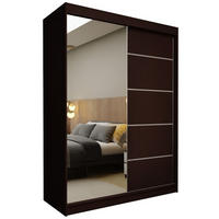 SCHWEBETÜRENSCHRANK MIRELLA 150/216/61 cm 2-türig mit Spiegel Wengefarben - Wengefarben, Holzwerkstoff (150/216/61cm) - MASSENO
