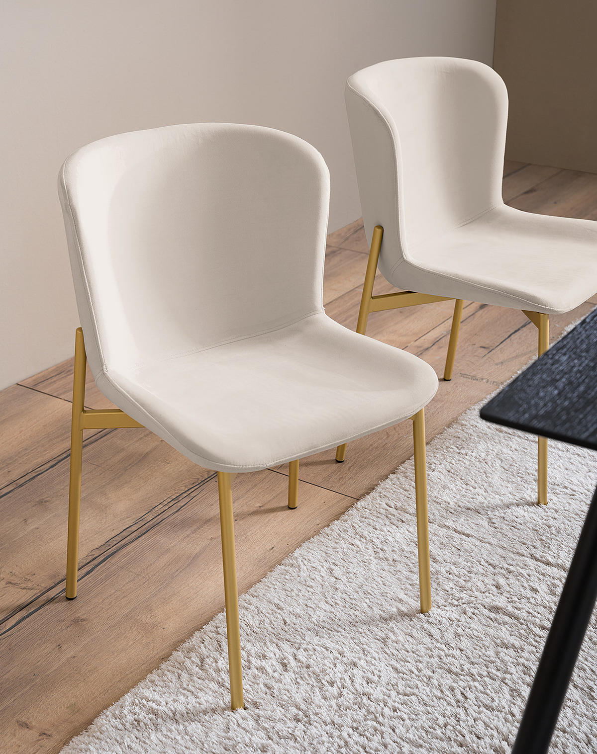 POLSTERSTUHL - 2er-Set - Goldfarben/Weiß, Textil (52/79/49cm) - home24