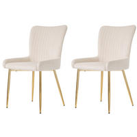 ESSZIMMERSTUHL 2er-Set Samt Beige mit goldfarbenen Metallbeinen - Beige, Metall (47/85/58cm) - Meubliv