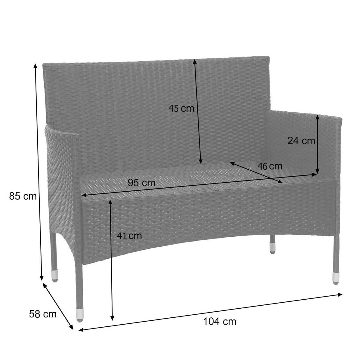 GARTEN-SET Schwarz Kissen Dunkelgrau - Schwarz, Metall - PROREGAL