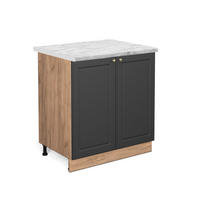 SPÜLENUNTERSCHRANK Fame-Line Anthrazit-Gold 80 cm, AP Marmor - Honigeiche/Anthrazit, Holzwerkstoff (80/82/60cm) - Vicco