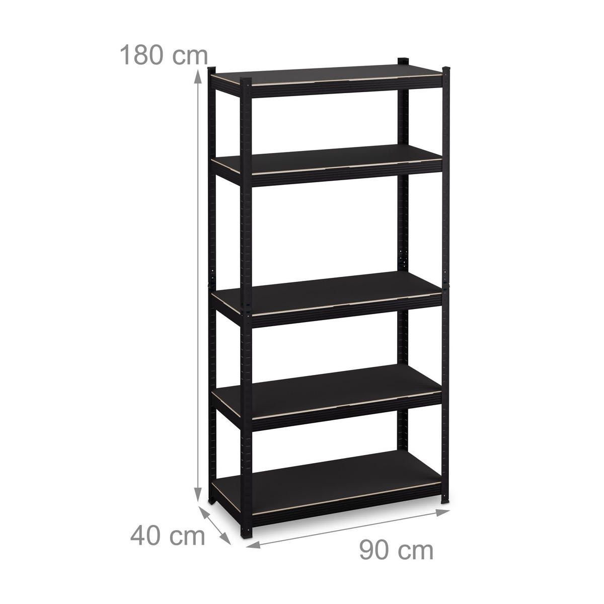 SCHWERLASTREGAL - Schwarz, Holzwerkstoff/Metall (90/180/40cm) - Relaxdays