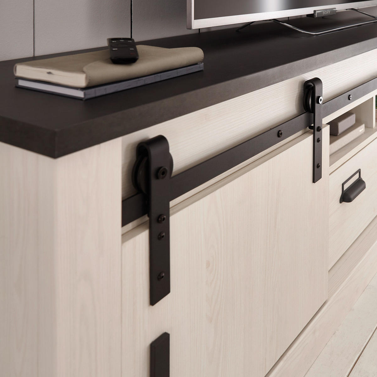 LOWBOARD Shelton-61 - Weiß, Holzwerkstoff (162/61/43cm) - Lomado