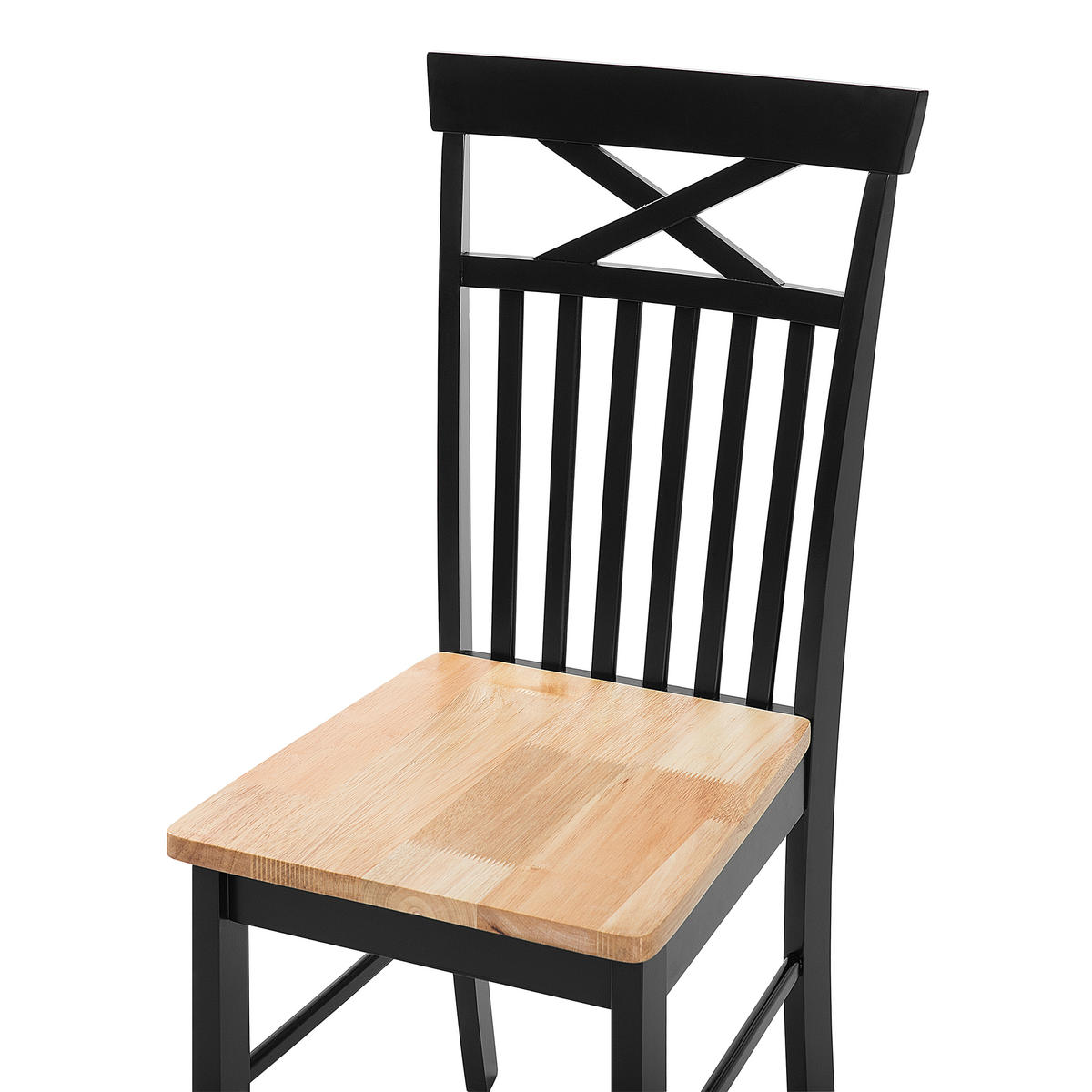 ESSZIMMERSTUHL 2er-Set Gummibaumholz schwarz/hellbraun Houston - Hellbraun/Schwarz, Holz (44/94/45cm) - Beliani