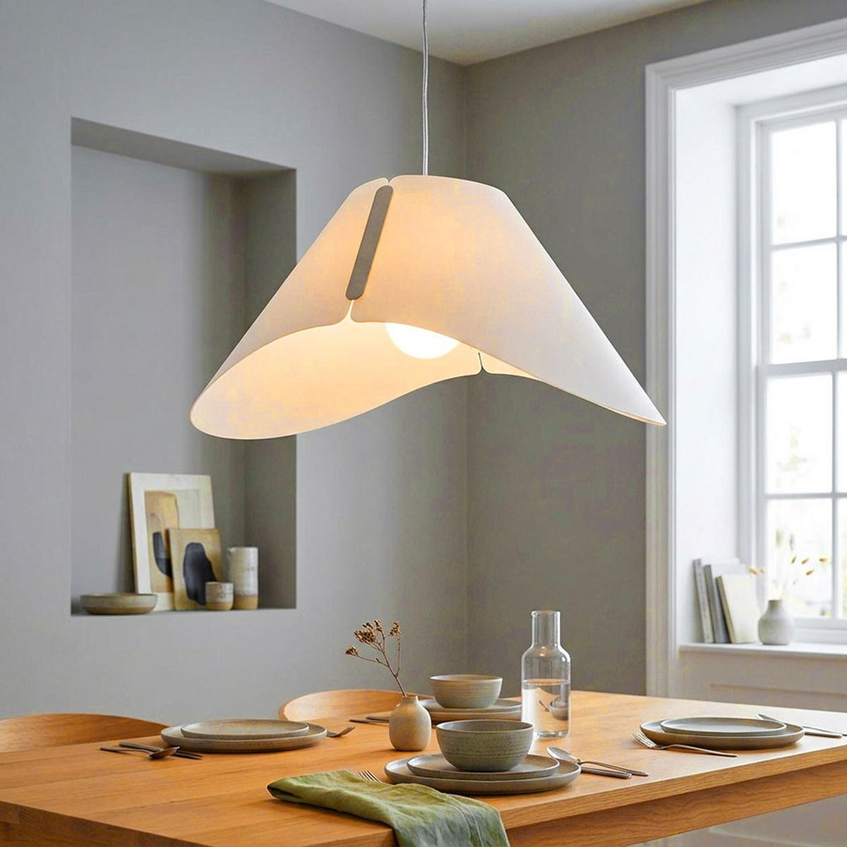LED HÄNGELEUCHTE ECRU Weiß - Weiß, Kunststoff (57.2/45.5/185.5cm)