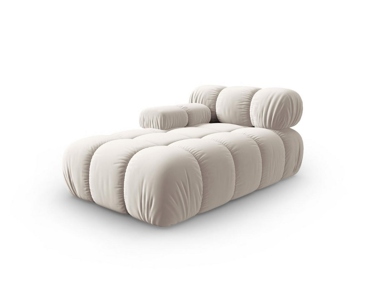 CHAISELONGUE links Bellis aus Samt leichtes beige - Creme, Textil (97/62/157cm) - Micadoni