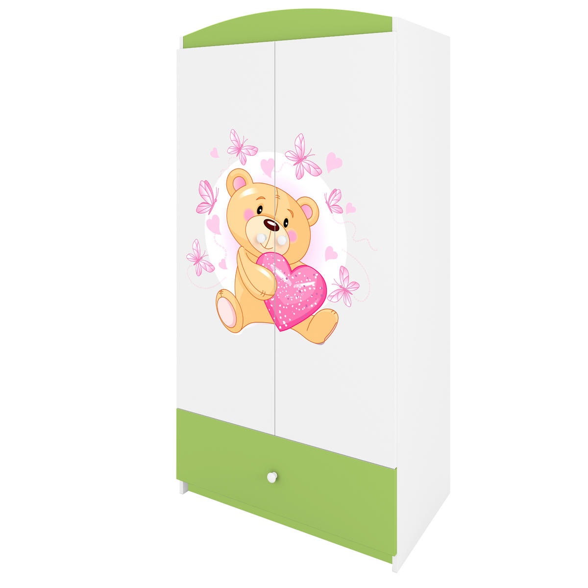 KINDERKLEIDERSCHRANK Teddybär I - Grün, Holzwerkstoff (90/175/52cm) - RAUMHIRSCH FURNITURE