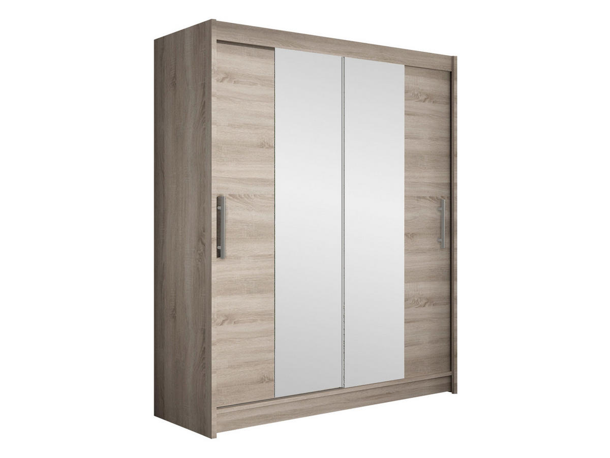 SCHWEBETÜRENSCHRANK Westa II - Silberfarben/Trüffeleichefarben, Holzwerkstoff/Metall (150/200/58cm) - MIRJAN24