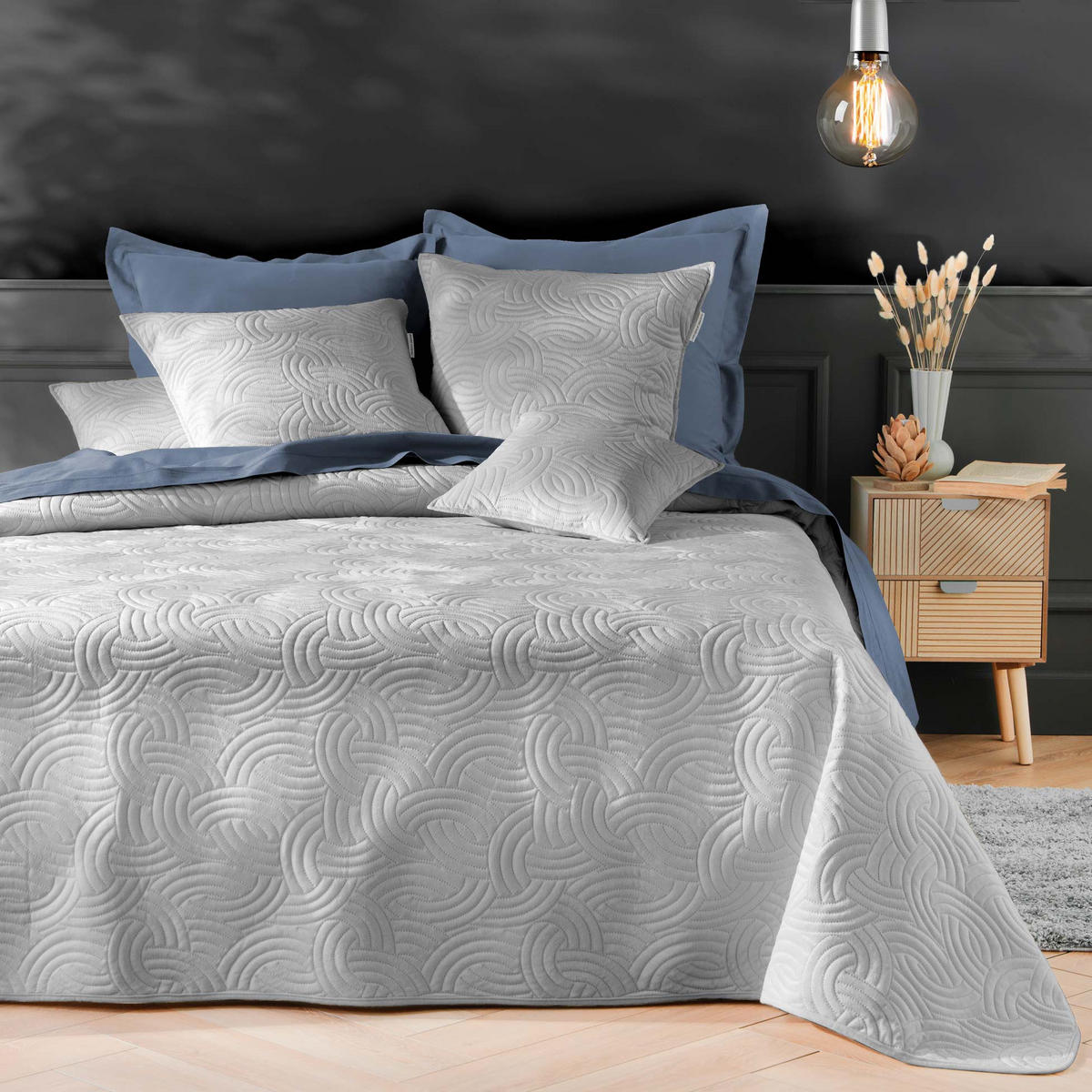 BETTWÄSCHE-SET aus Samt Solange 240/260/0,5 cm - Grau, Textil (260/240cm) - Douceur d´intérieur