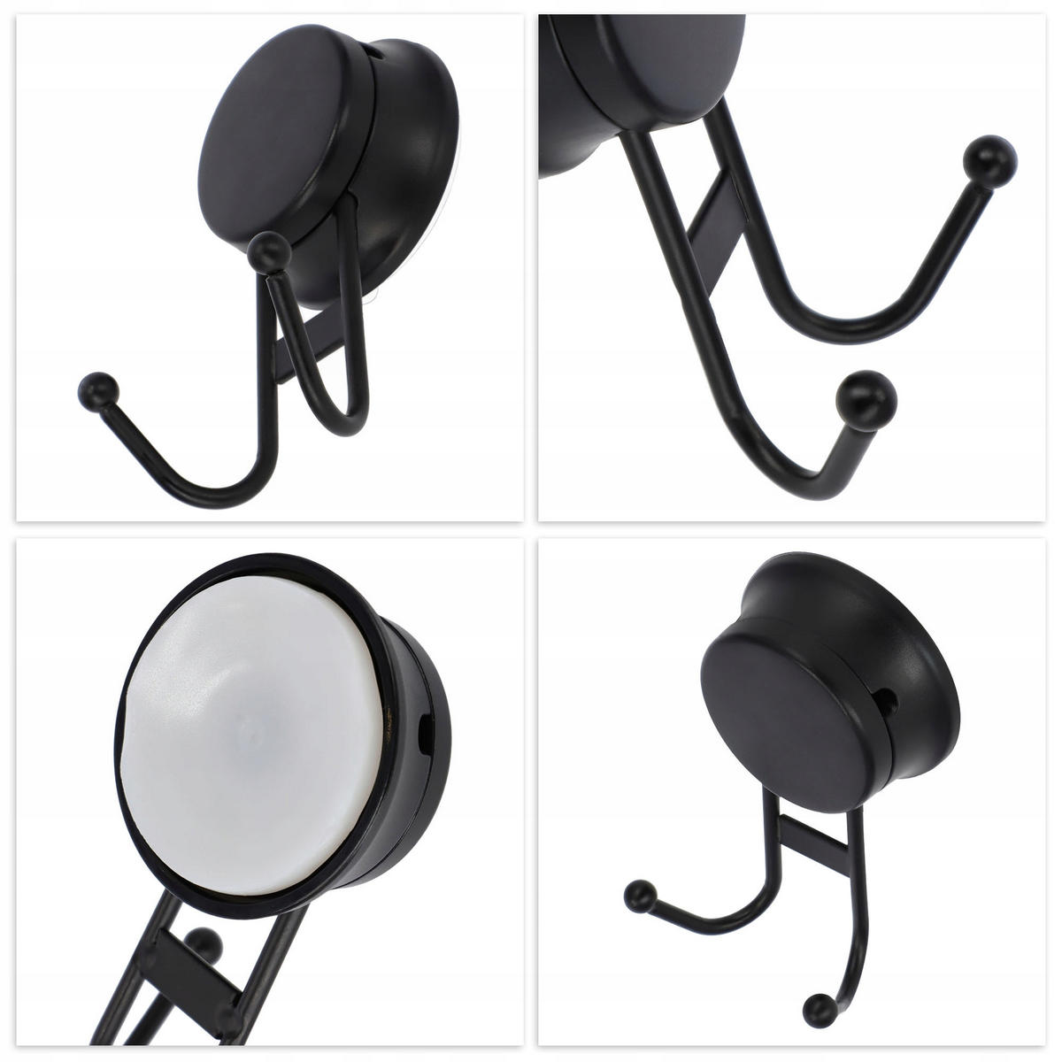 BADAUFHÄNGER mit Saugnapf 11 x 6,4 cm, schwarz - Schwarz, Metall (6/11cm) - KADAX