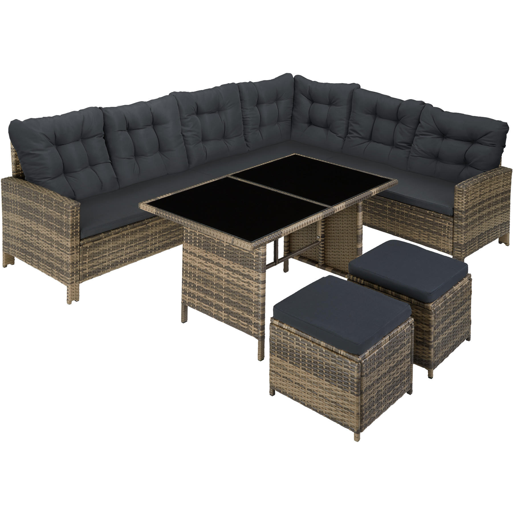 RATTANLOUNGE Barletta,mit Sicherheitsglasplatten,natur - Naturfarben, Kunststoff - tectake