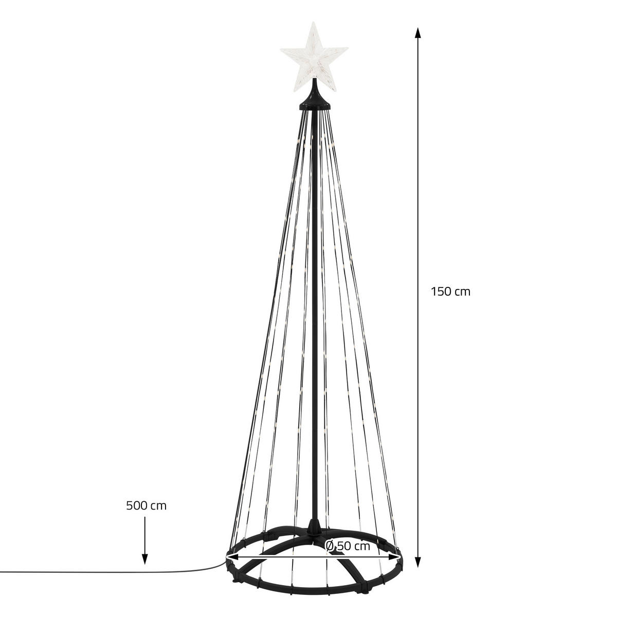 LED WEIHNACHTSBAUM Außen 150 cm 154 LED Metall - Schwarz, Metall (150cm) - ECD-Germany