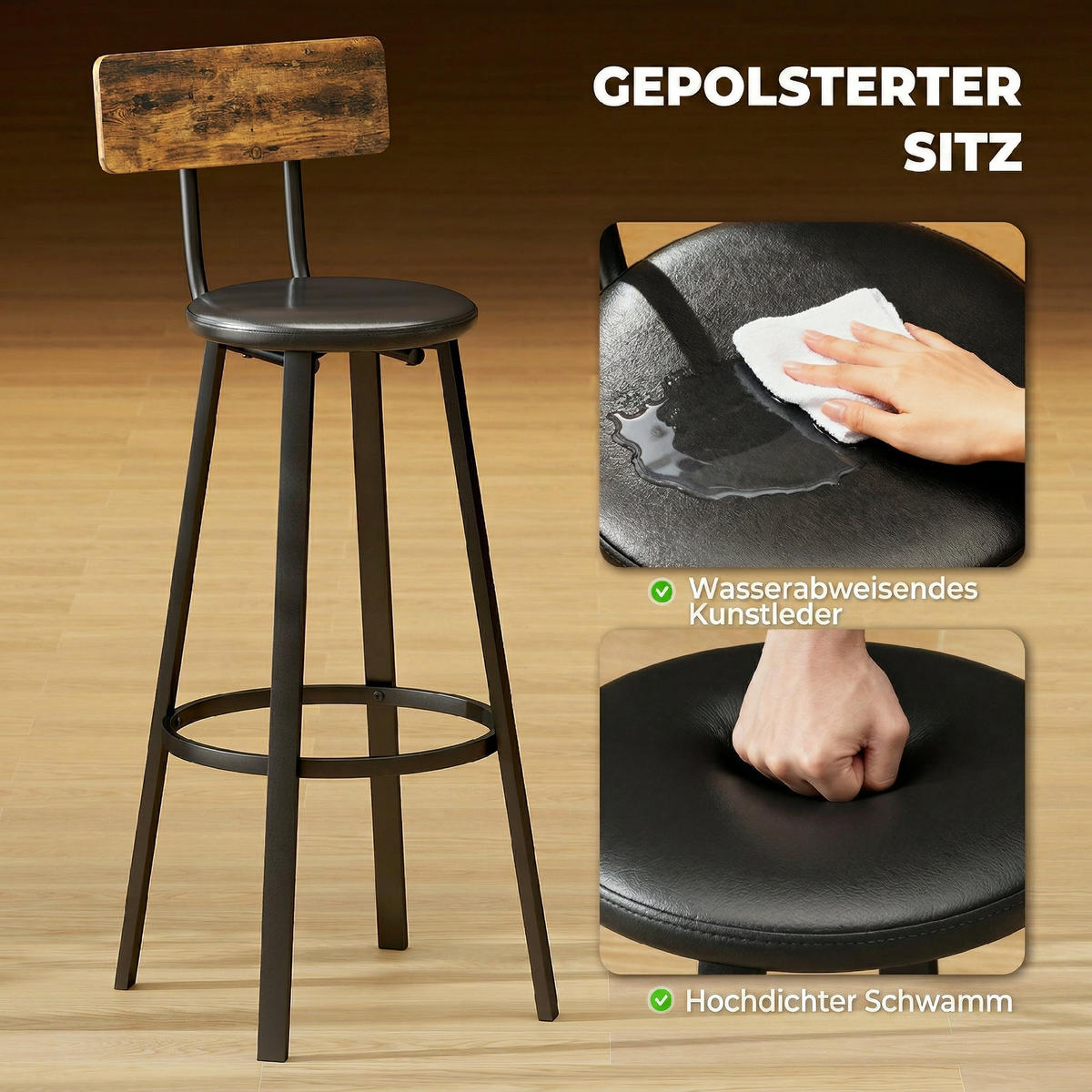 BARHOCKER 2er-Set Rostfarben 41.6/36.5/99.5 cm - Rostfarben, Holzwerkstoff (36.5/99.5/41.6cm)