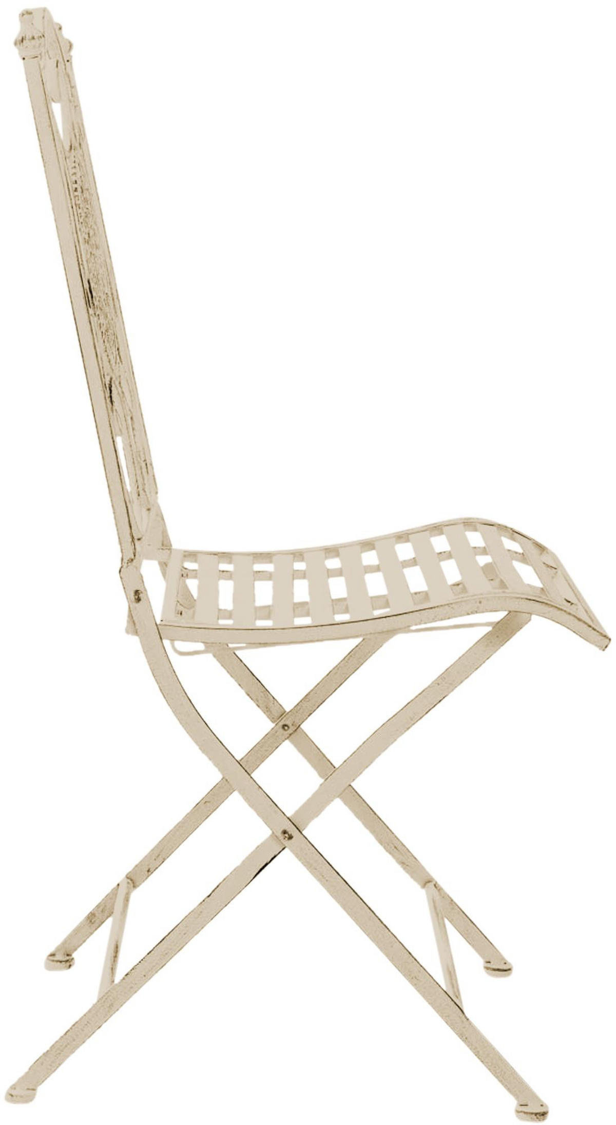 GARTENKLAPPSTUHL Metall Antik-Creme - Creme, Metall (42/91/49cm) - CLP