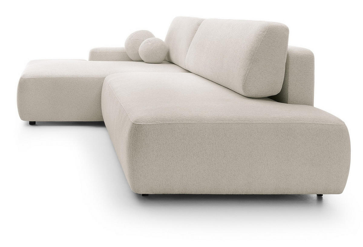ECKSOFA 275 cm mit Schlaffunktion Orea O, Links, Beige - Beige, Holz (276/164cm) - Emporius