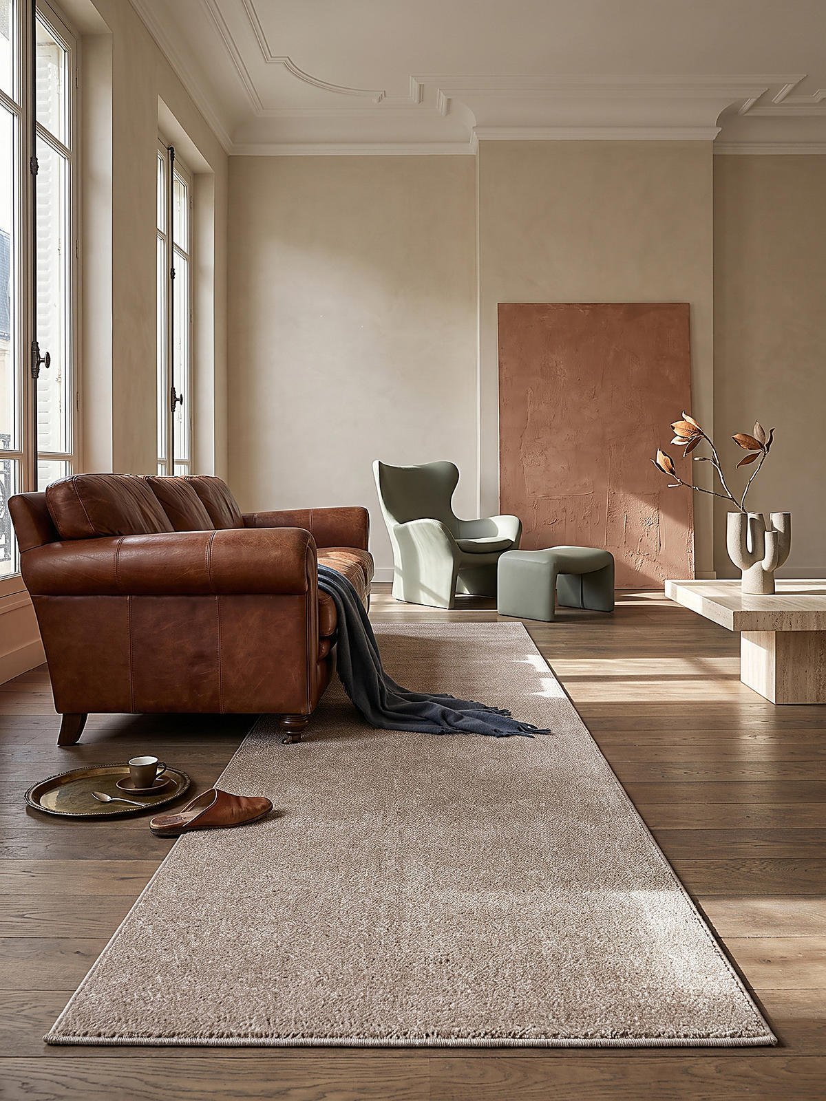 TEPPICH Hochflor ZINAL Uni Polyester Beige 80 x 150 cm - Beige, Textil (80/150cm) - KADIMA DESIGN