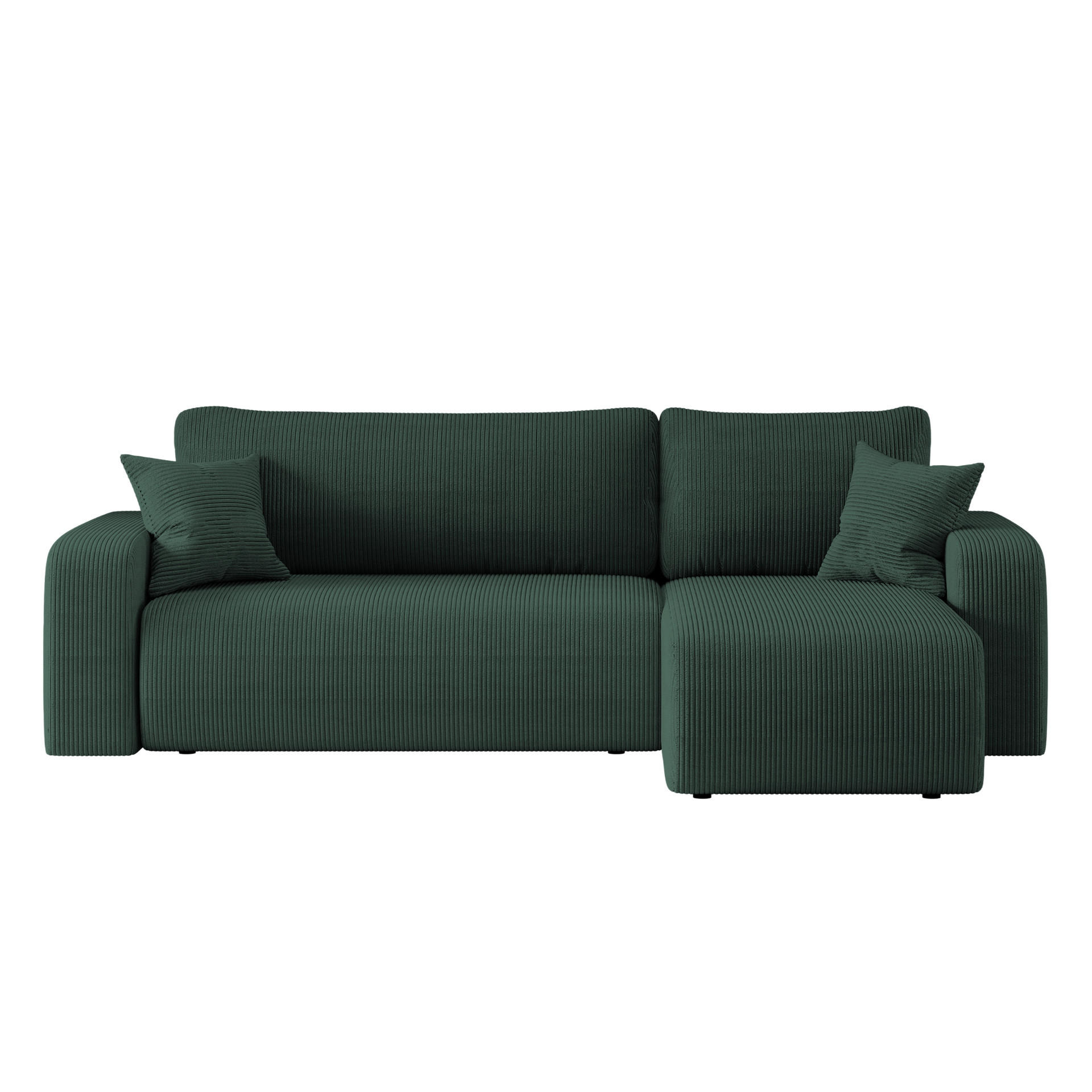 ECKSOFA L-FORM Schlaffunktion Und Bettkasten Eckcouch MILANO L Stoff Dicker Cord Grün Rechts - Grün, Holz/Textil (244/142cm) - Kaiser Möbel